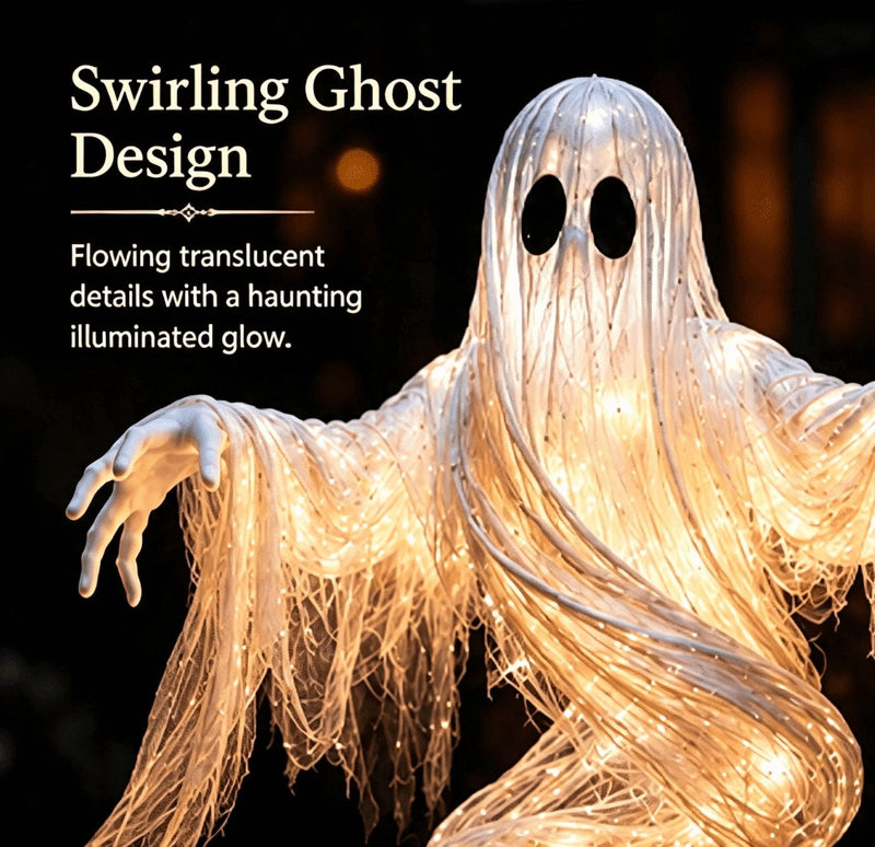 Swirling Ghost Pumpkin Yard Lamp