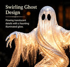 Swirling Ghost Pumpkin Yard Lamp