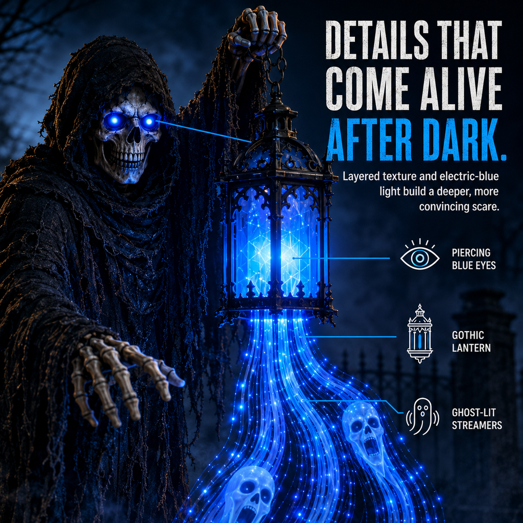 Solar Grim Reaper with Glowing Spirit Lantern