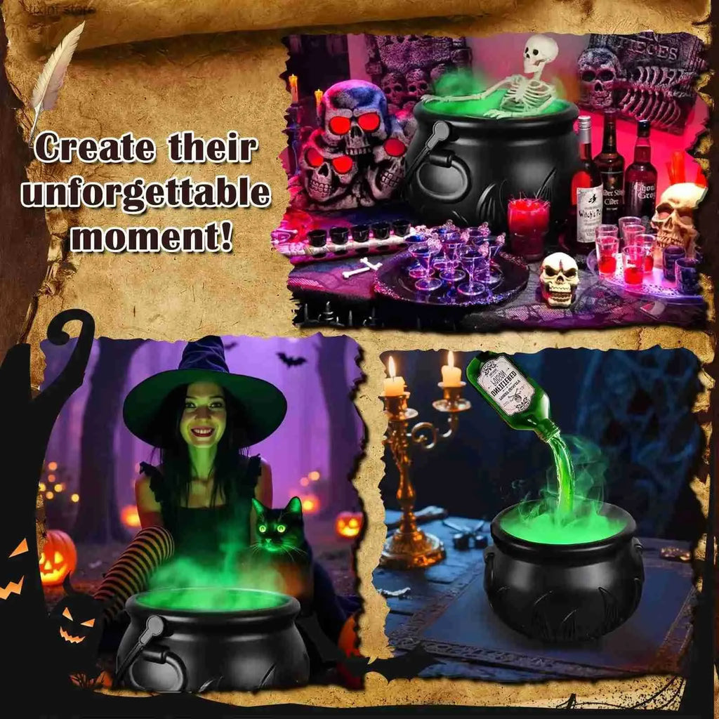 Witch's Bubbling Cauldron Mist Maker with Magic Pouring Bottle