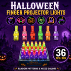 Box of 36 Halloween finger projector lights in mixed colors