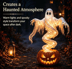 Swirling Ghost Pumpkin Yard Lamp