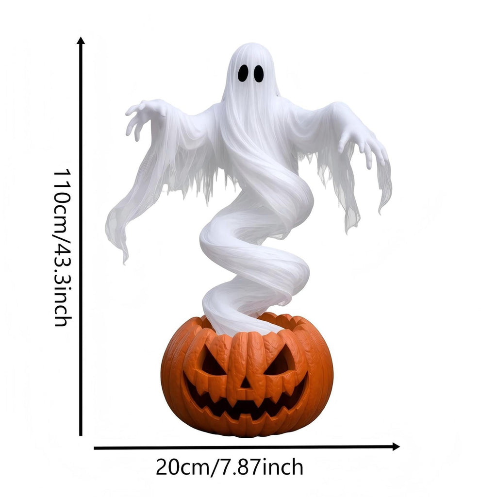 Swirling Ghost Pumpkin Yard Lamp