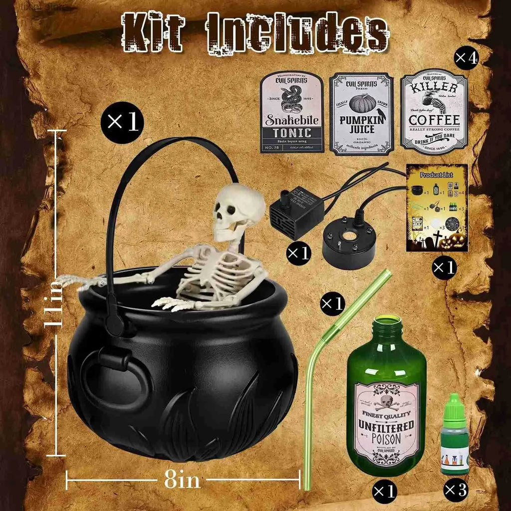 Witch's Bubbling Cauldron Mist Maker with Magic Pouring Bottle
