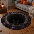Black Cat 3D illusion round rug