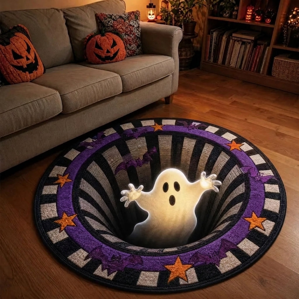 Boo Ghost 3D illusion round rug