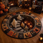 Ghostly Stairwell 3D illusion round rug