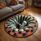 Harlequin Skeleton 3D illusion round rug