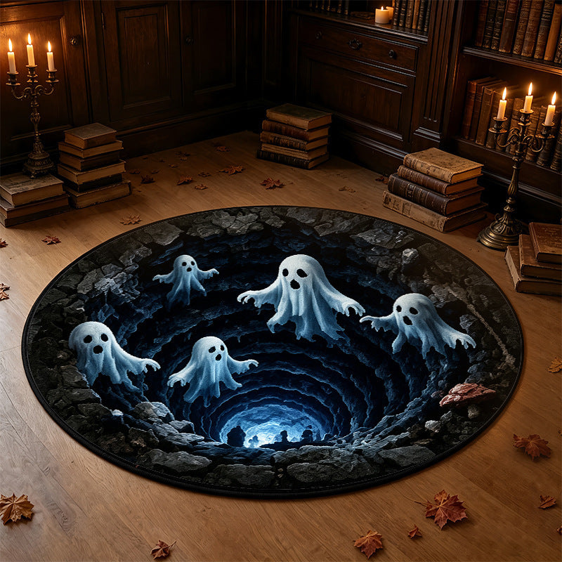 Blue Phantoms 3D illusion round rug