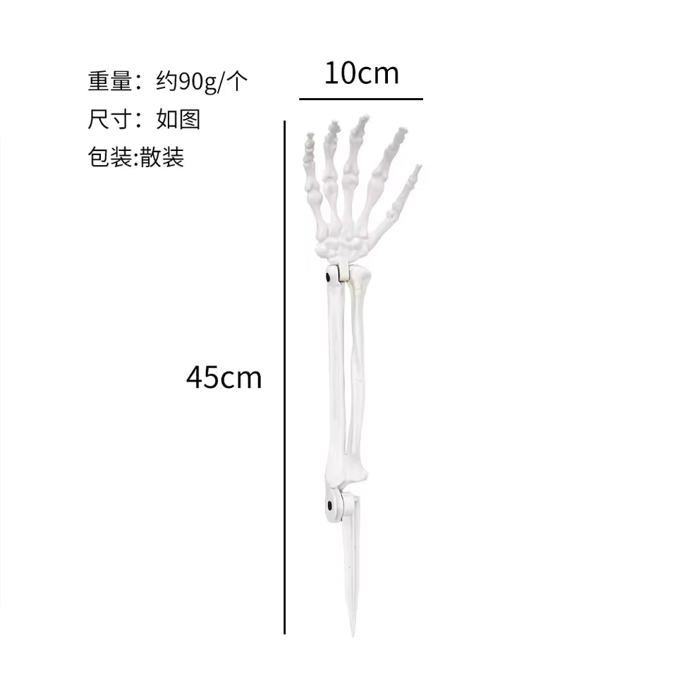 Single bone white skeleton arm stake
