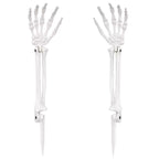 Bone white skeleton arm stakes, pair