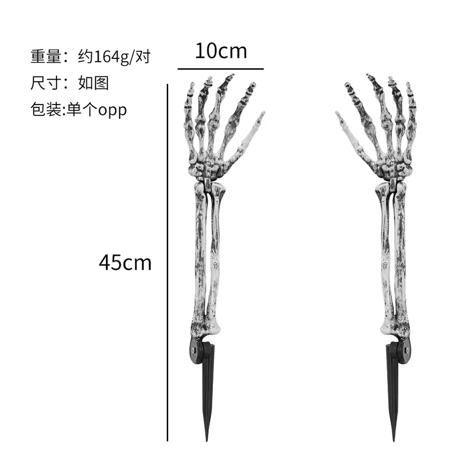 Skeleton arm stake dimensions: 45 cm tall, 10 cm wide