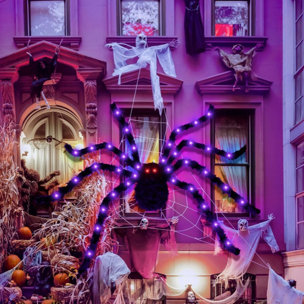 Giant Purple LED Spider Web with Mega Spider