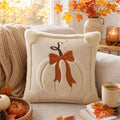 Cream Bow Pumpkin pillow cover