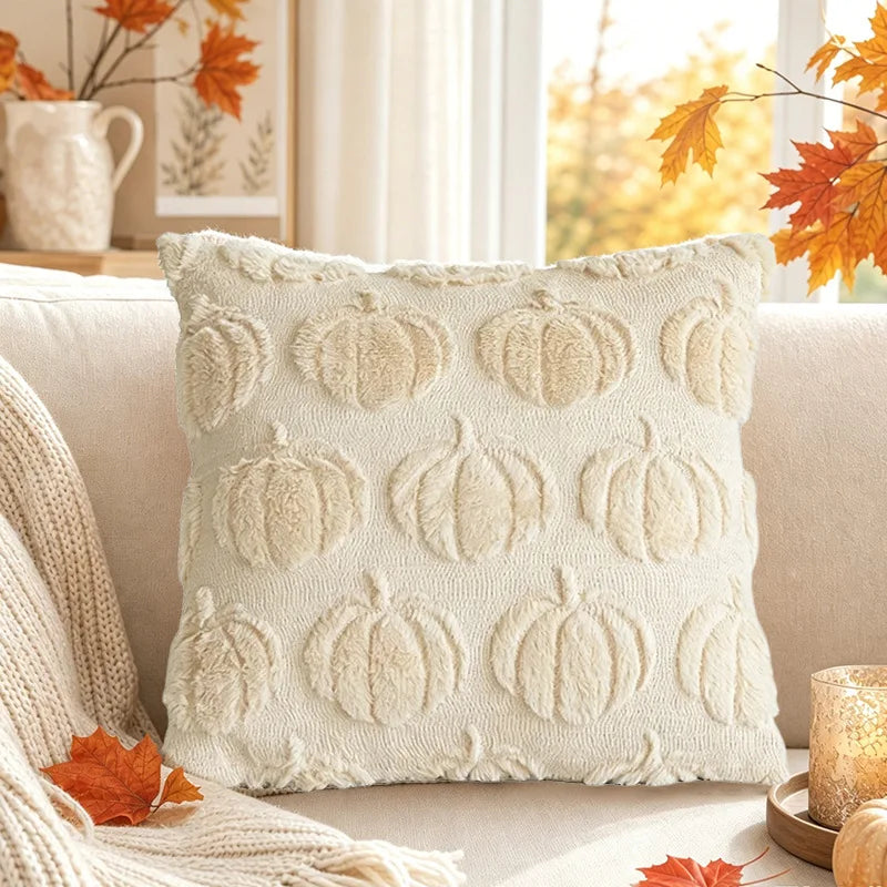 Cream Pumpkin Patch pillow cover