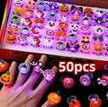 Box of 50 light-up Halloween rings