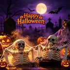 Skeleton ground breakers in a Happy Halloween scene