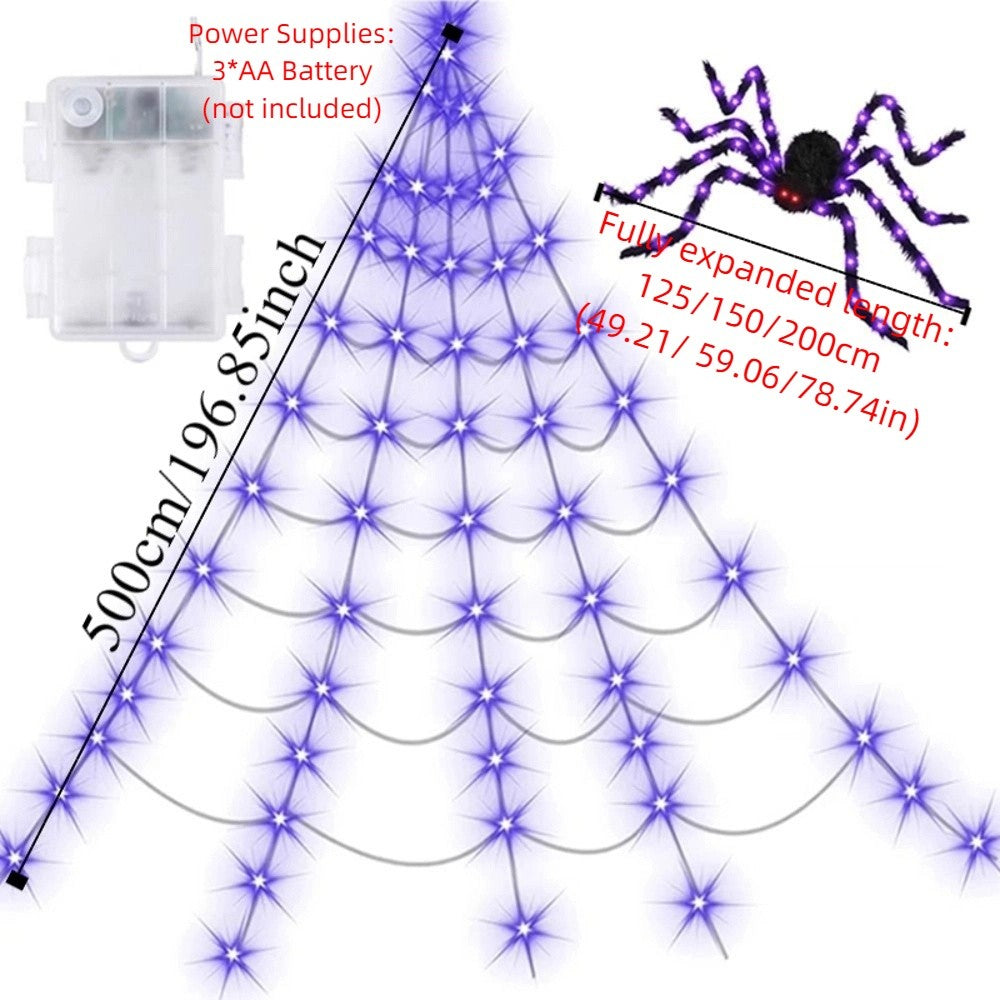 Giant Purple LED Spider Web with Mega Spider