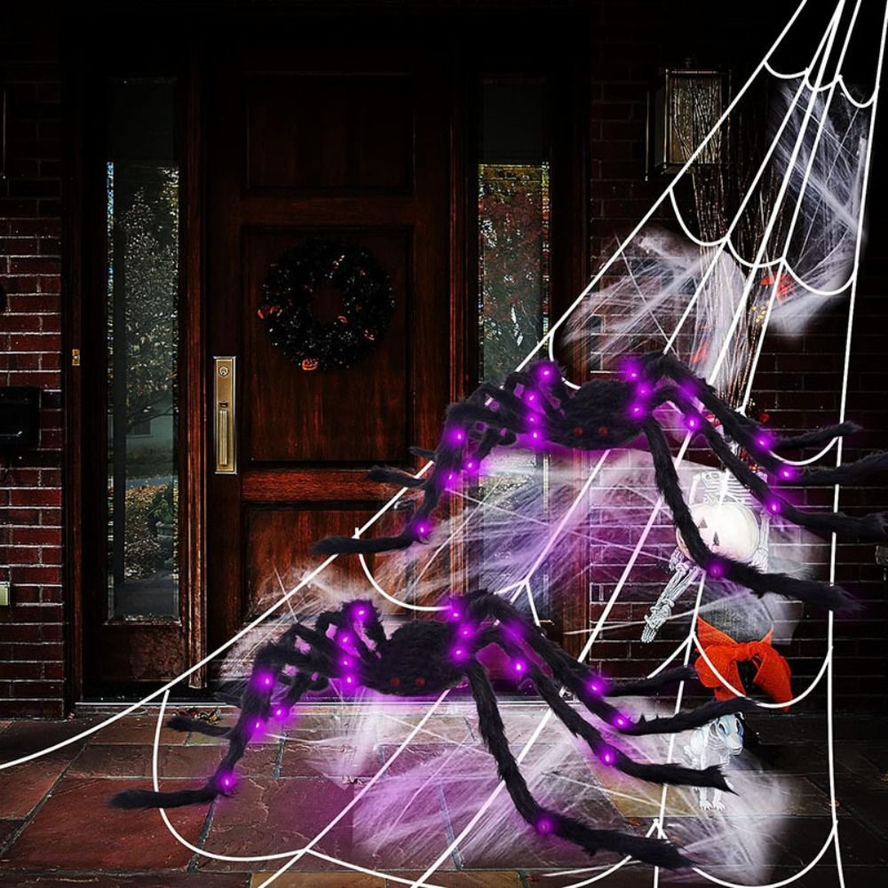Giant Purple LED Spider Web with Mega Spider
