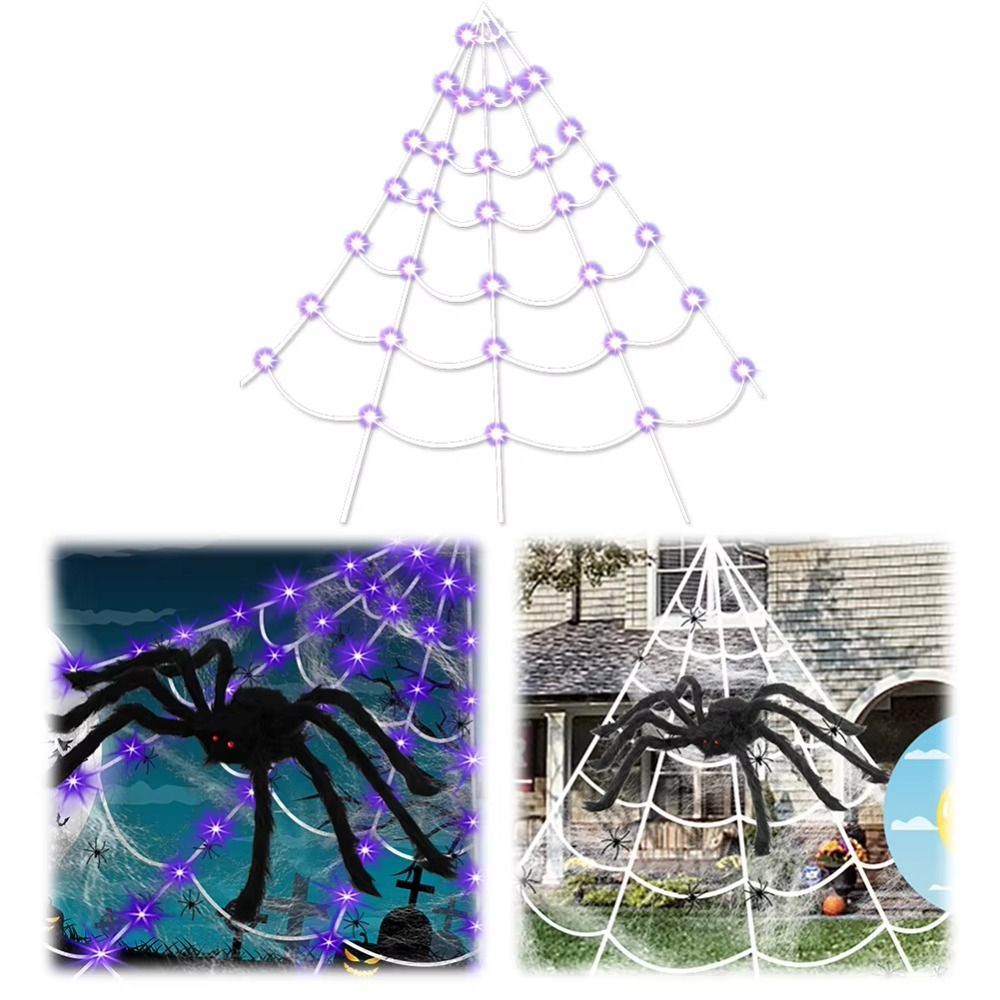 Giant Purple LED Spider Web with Mega Spider