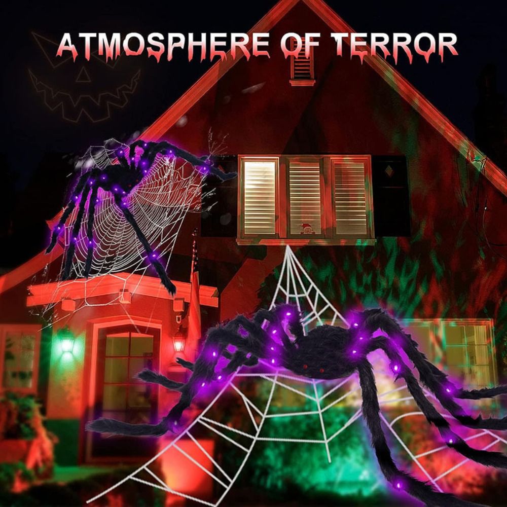 Giant Purple LED Spider Web with Mega Spider