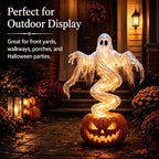 Swirling Ghost Pumpkin Yard Lamp