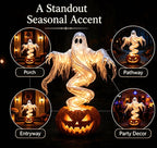 Swirling Ghost Pumpkin Yard Lamp