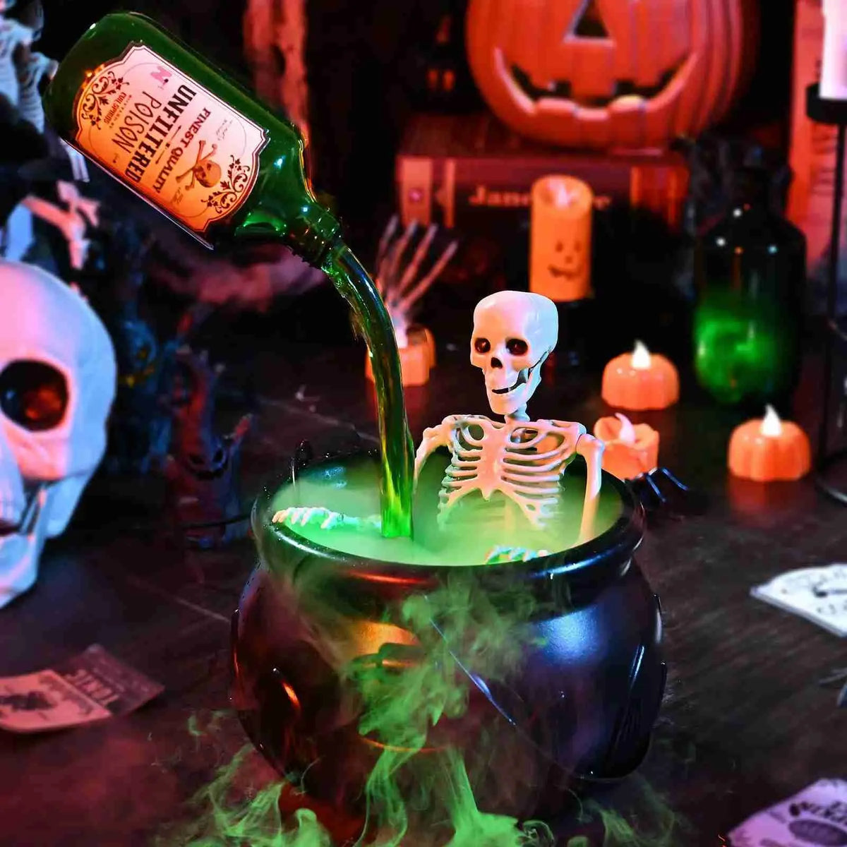 Witch's Bubbling Cauldron Mist Maker with Magic Pouring Bottle