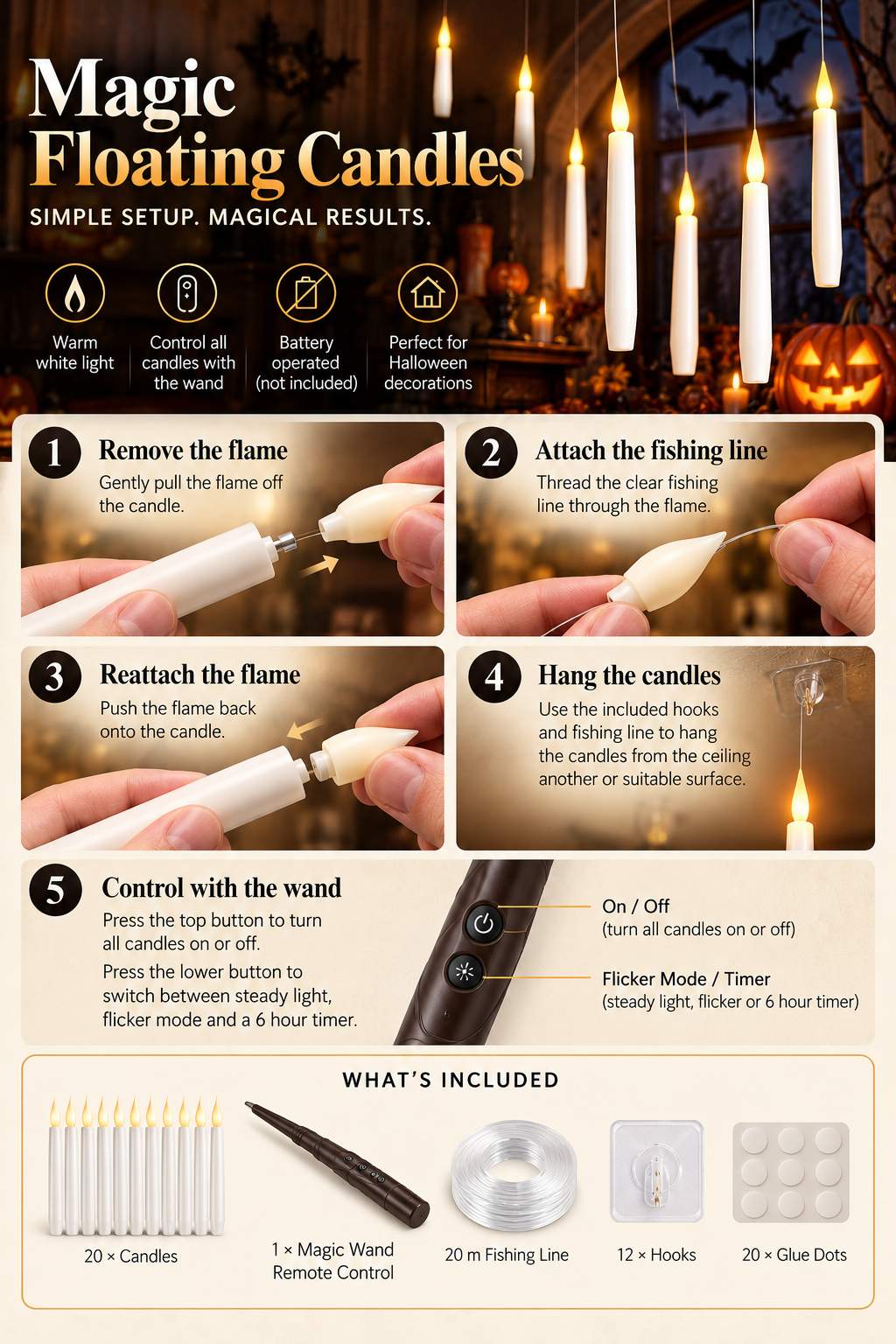 Step-by-step floating candle setup instructions